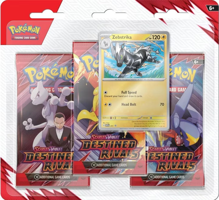 Pokémon TCG - Destined Rivals Zebstrika 3er Promo Booster Blister Pack (EN) 2025