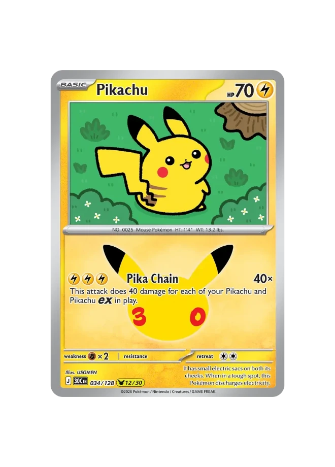 Pokémon TCG - 30C EN 034/128 - 12/30 - Pikachu