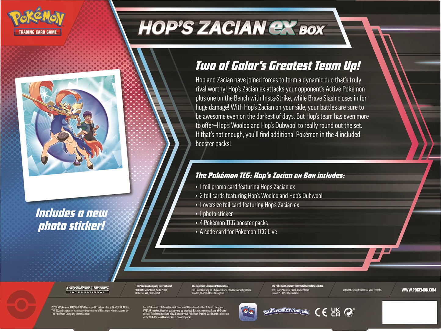 Pokémon TCG - Hops Zacian Ex Collection Box (EN) 2025