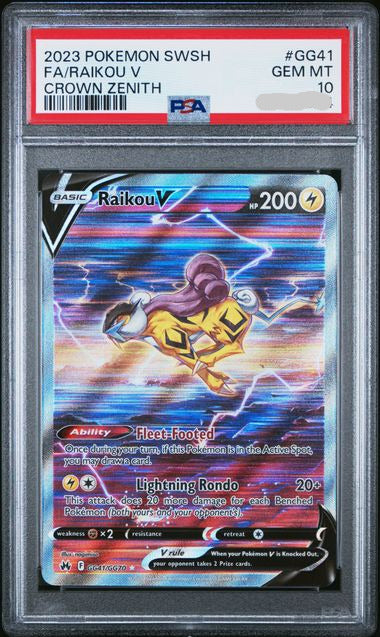 Pokémon TCG - SWORD AND SHIELD CROWN ZENITH #GG41 RAIKOU V CROWN ZENITH PSA 10