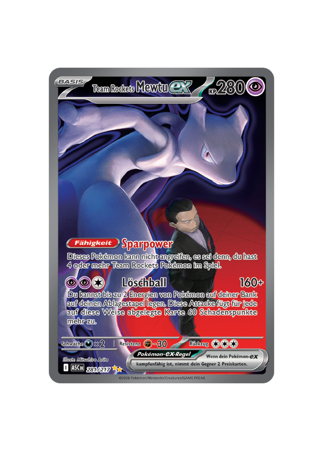 Pokémon TCG -  ASC DE 281/217 - Team Rockets Mewtu EX