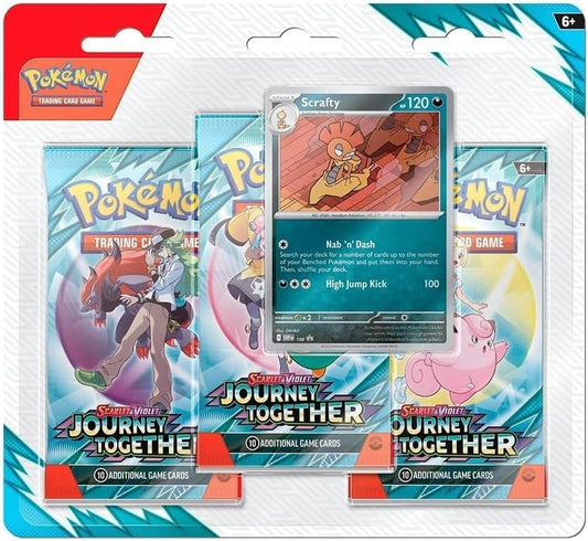 Pokémon TCG - Journey Together Scrafty 3er Promo Booster Blister Pack (EN) 2025