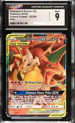 Pokémon TCG -  Cosmic Eclipse 22/236 - CGC Mint 9 - Charizard & Braixen GX