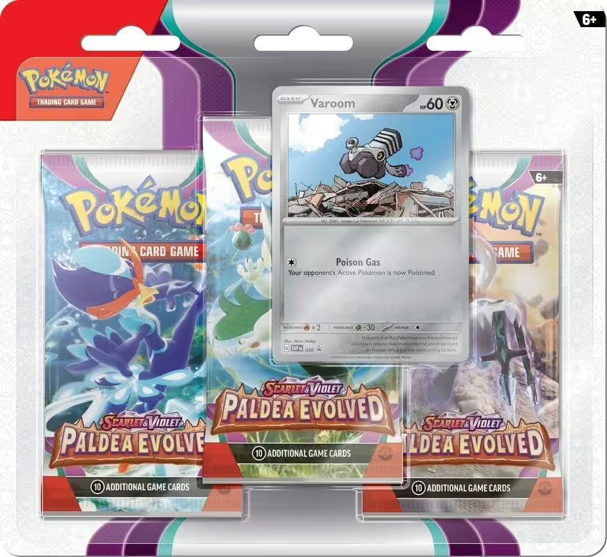 Pokémon TCG - Paldea Evolved Varoom 3er Promo Booster Blister Pack (EN) 2023