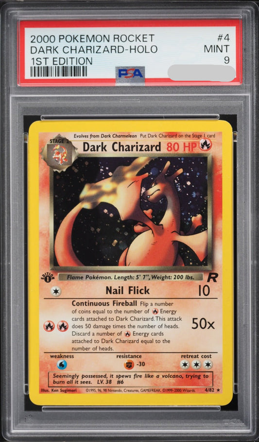 Pokémon TCG - 2000 POKEMON ROCKET #4 DARK CHARIZARD-HOLO 1ST EDITION PSA 9
