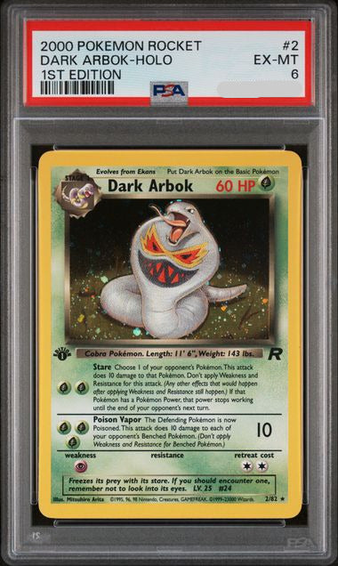 Pokémon TCG - 2000 POKEMON ROCKET #2 DARK ARBOK-HOLO 1ST EDITION PSA 6
